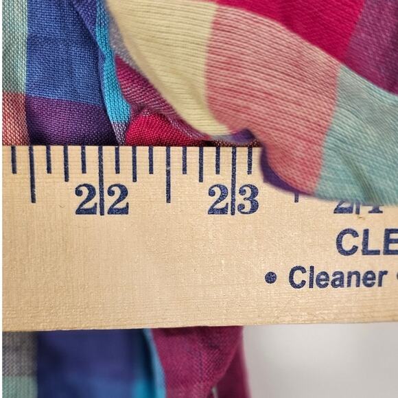 Only Necessities cotton dress size 18 snap front check pattern blue pink yellow - Picture 7 of 10